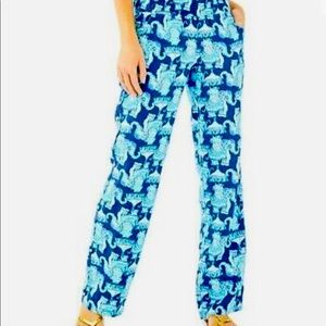 Lilly Pulitzer Elephant Print Linen Beach Pants